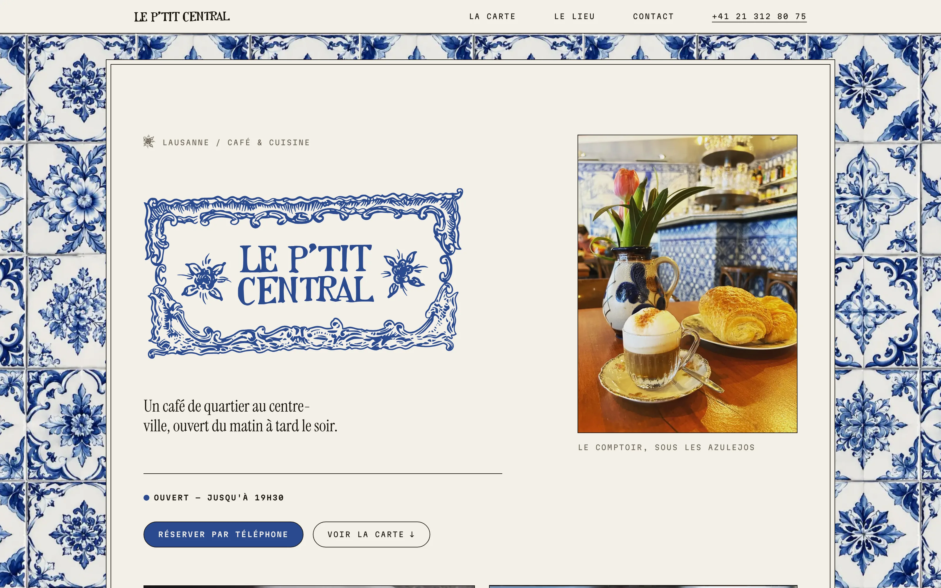 Capture du site du P'tit Central, café-restaurant de la rue Centrale à Lausanne, conçu par WeAreBrothers Lausanne