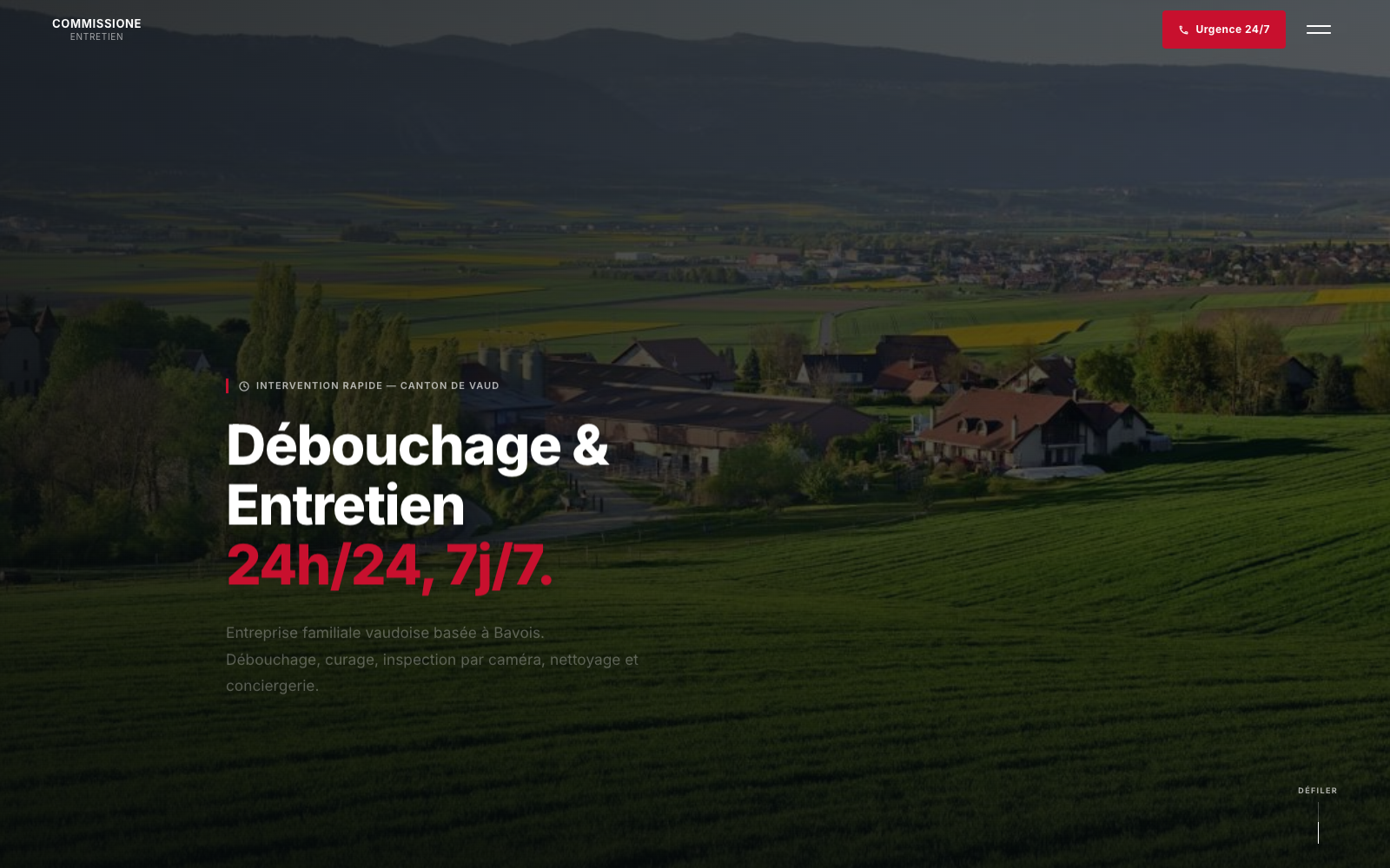 Capture du site Commissione Entretien, site professionnel conçu par WeAreBrothers Lausanne