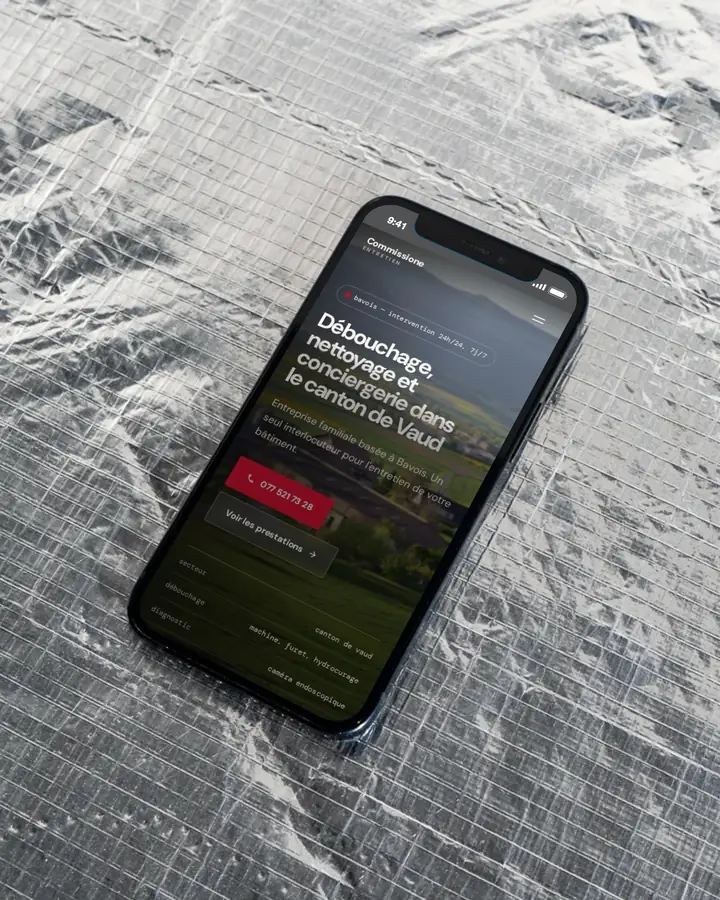 Capture du site Commissione Entretien, site professionnel conçu par WeAreBrothers Lausanne